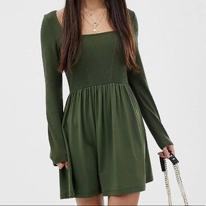 ASOS Petite -khaki green long sleeve dress